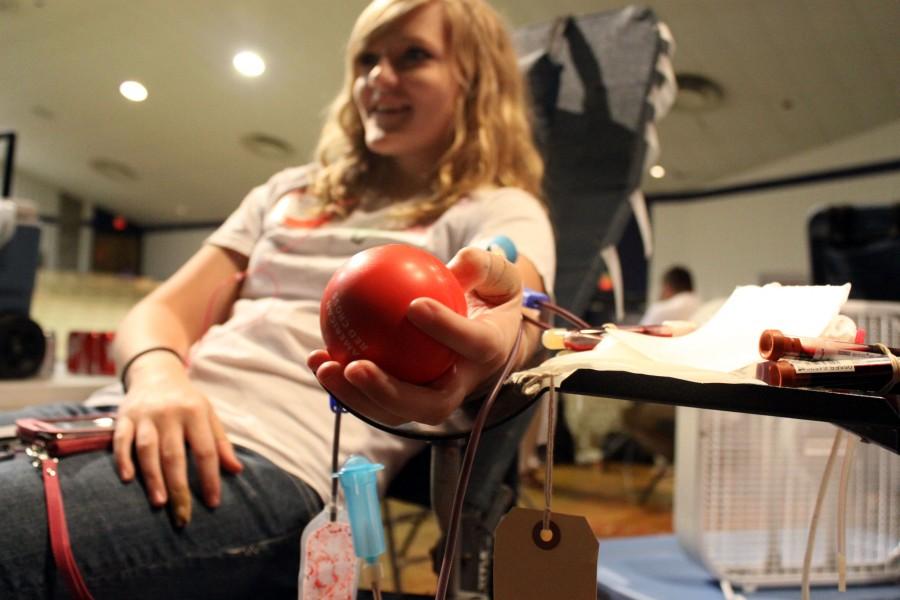 Junior Tessa Probst donates blood Aug. 31 ASHLEY BYMERS PHOTO