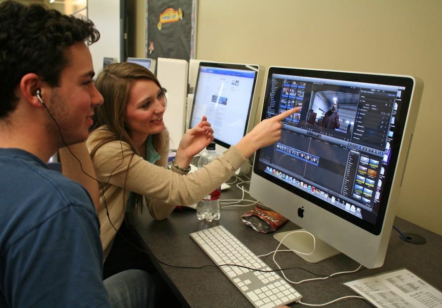 Students from the AV Tech and Film Club edit videos for their club project. | photo tony garibay