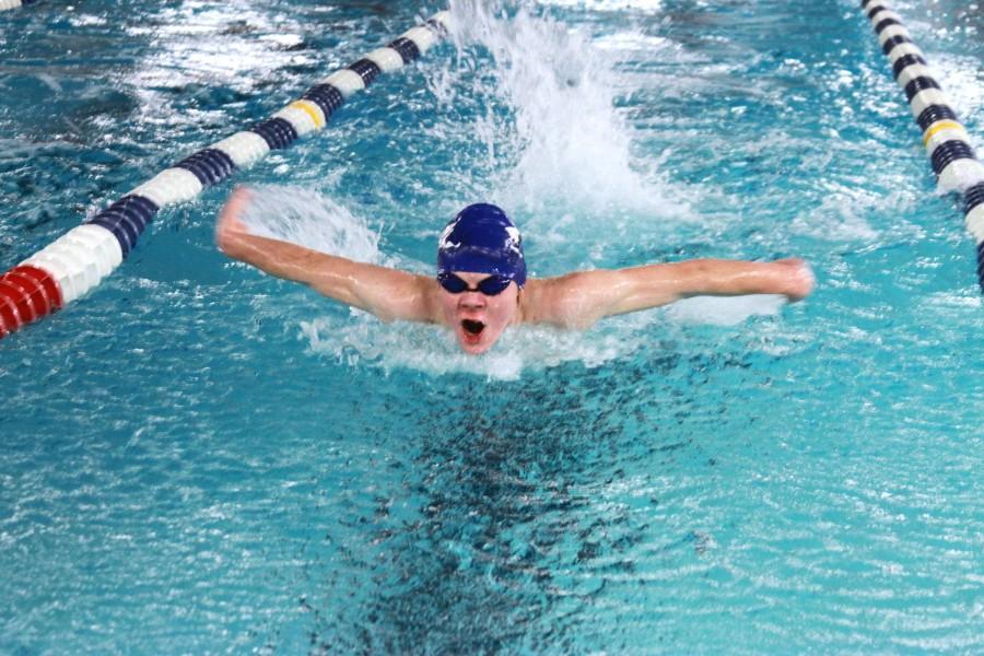 Sophomore Minki King finished first in the 200-yard freestyle event at district | parker pamplin photo
