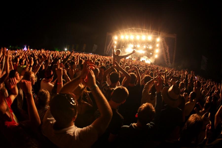 A crowd cheers at the Global Gathering music festival | Paul Underhill photo