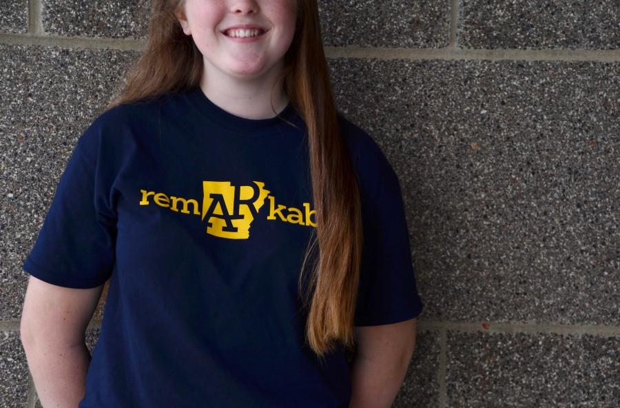 With her ASMSA shirt on, sophomore Anna Gayle Griffiths represents her future high school. | photo Madeline Colclasure