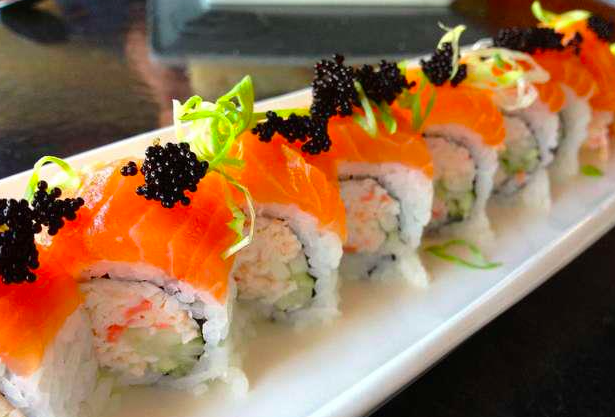 A sushi roll at Sky Modern Japanese, owned by junior Michelle Altankhuyags parents.
