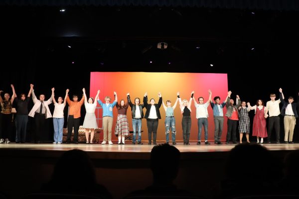 The actors take a bow as the daytime showing of the play concludes. Students had the opportunity to purchase tickets and see the play during their morning class periods. 