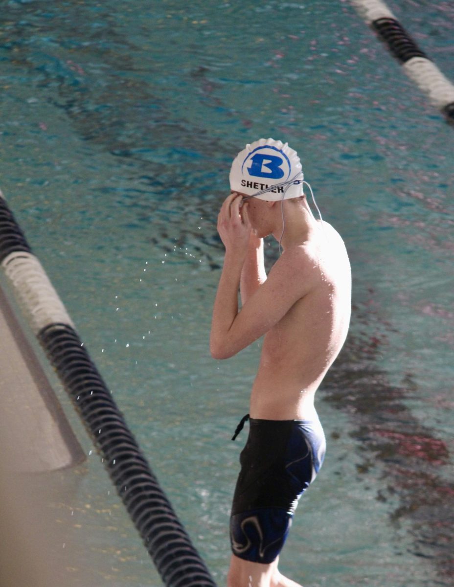 Bryant swimmer after warming up for the swim competition.