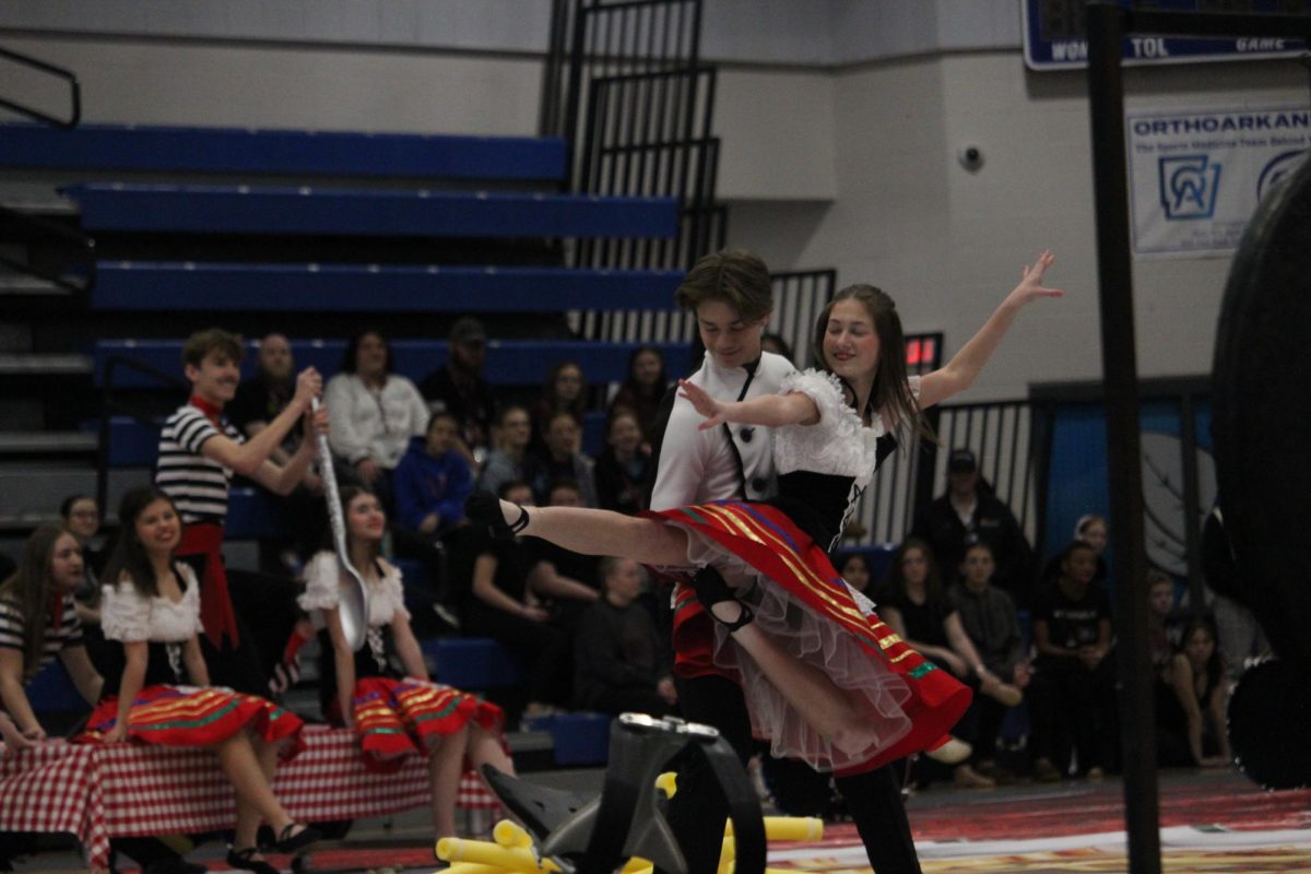 Gabe Ancarrow lifts Gracie Chipman into the air during a duet performance during the show.