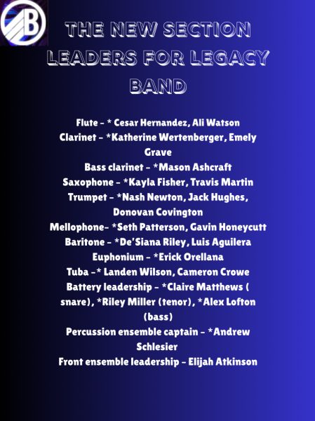 Graphic of the Legacy Band section leaders  