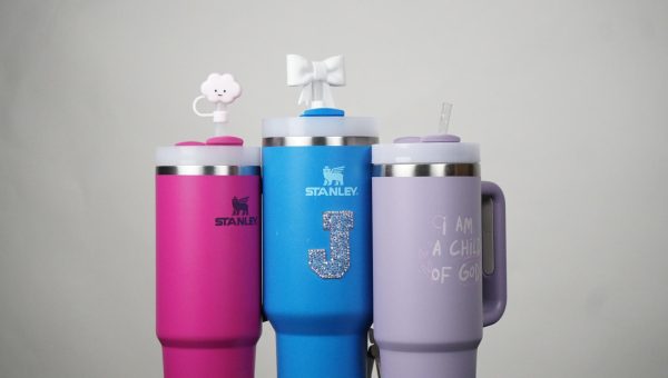 Stanley are one of the more recent trending purchases that are driving overconsumption as students buy and collect a variety of mugs. Photo Illustration.