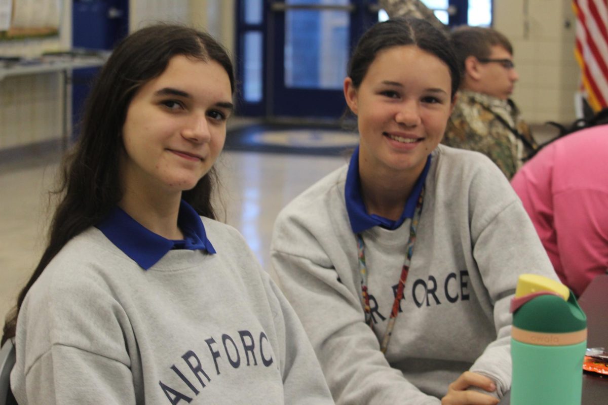Bailey Wright, cadet Tech Sergeant and Kahlan Higgins, cadet Captain.